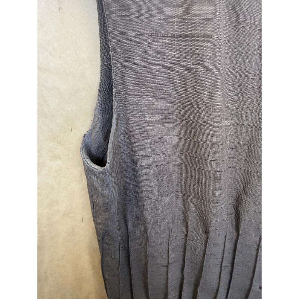 Vintage 1970s Givenchy Nouvelle Boutique Dress | Brown Raw Silk Sleeveless Midi - Picture 6 of 8